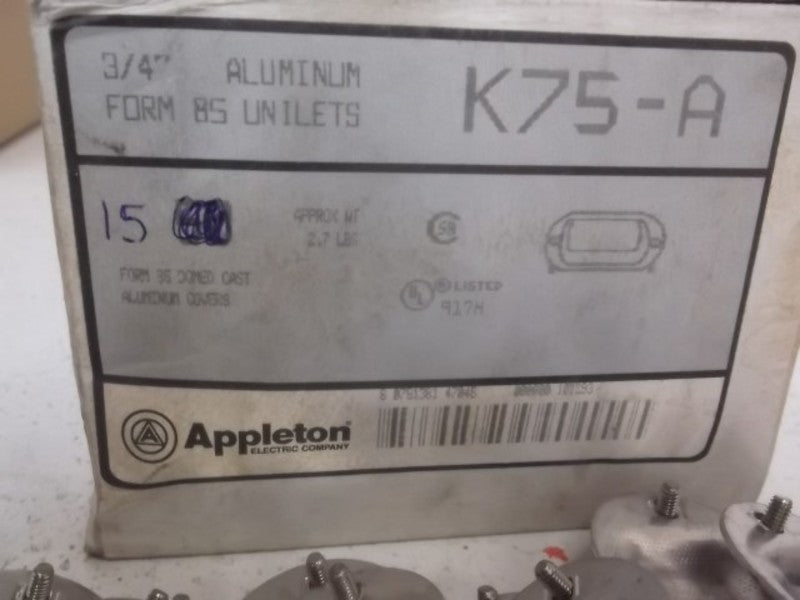 LOT OF 15 APPLETON K75-A  APPLETON 3/4" COVER FOR UNILET *NEW IN BOX*