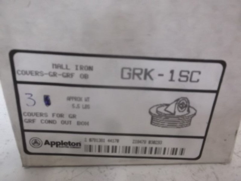 LOT OF 3 APPLETON GRK-1SC MALL IRON THREADED COVER *NEW IN BOX*