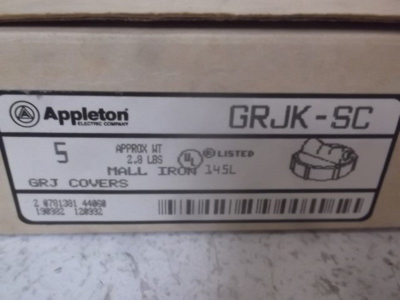 LOT OF 5 APPLETON GRJK-SC SEALING COVER *NEW IN BOX*