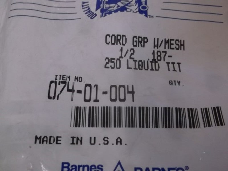 BARNES 074-01-004 CORD GRIP W/MESH 1/2 .187 * FACTORY BAG *