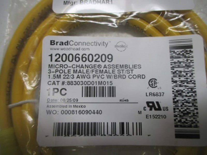 DANIEL WOODHEAD MICRO-CHANGE 883030D01M015 CORDSET * NEW IN FACTORY BAG *