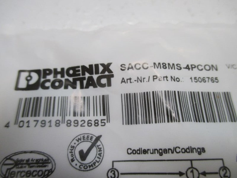 PHOENIX CONTACT SACC-M8MS-4PCON CONNECTOR SENSOR 4PIN MALE * FACTORY BAG *