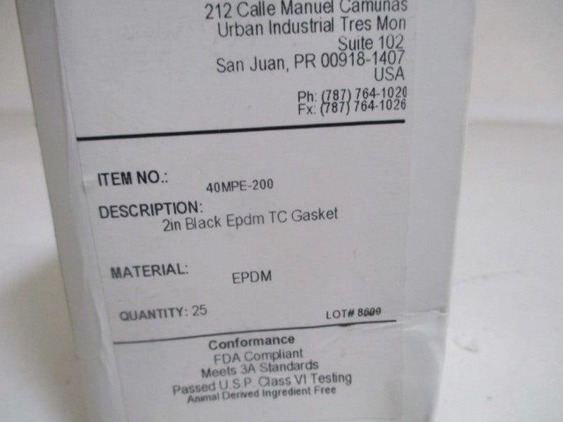LOT OF 25 RUBBERFAB 40MPE-200 2" BLACK EPDM TC GASKET *NEW IN BOX*