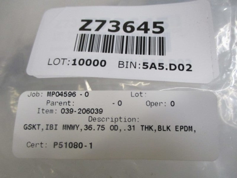 039-206039 EPDM GASKET * NEW IN A BAG *