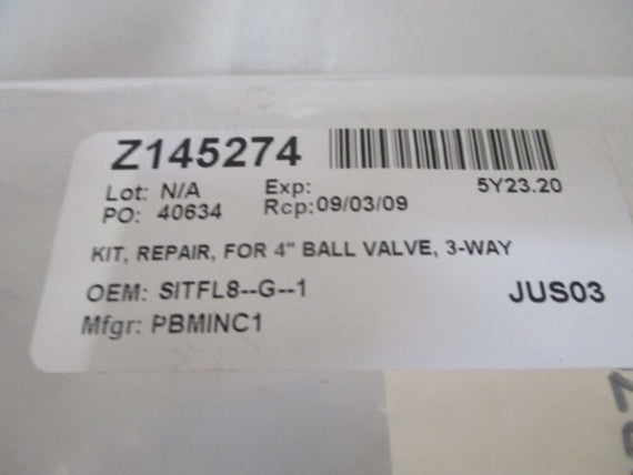 PBM INC SITFL8-G-1 REPAIR KIT FOR 4" BALL VALVE 3-WAY * NEW NO BOX *