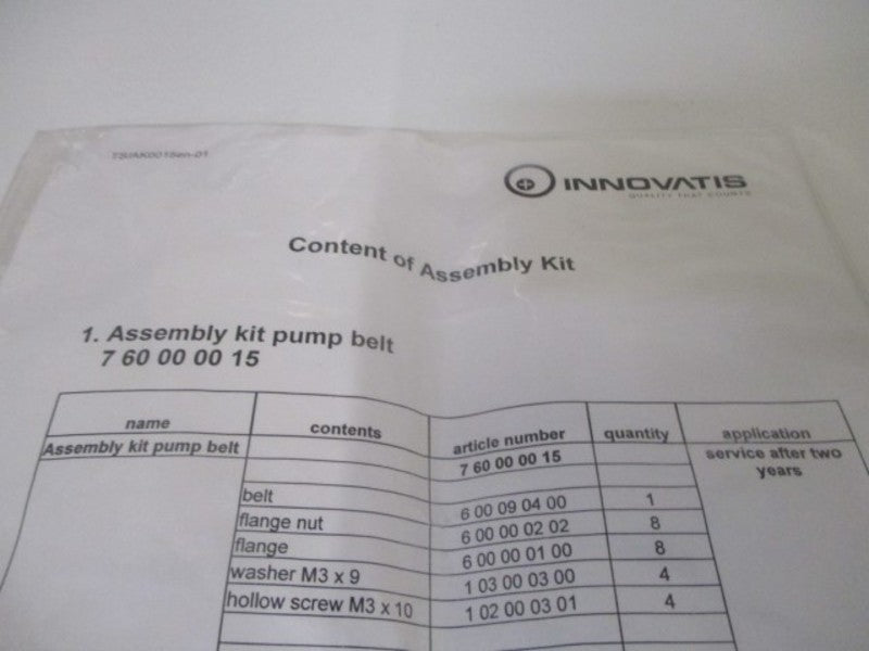 INNOVATIS 760000015 ASSEMBLY KIT PUMP BELT * NEW IN A BAG *