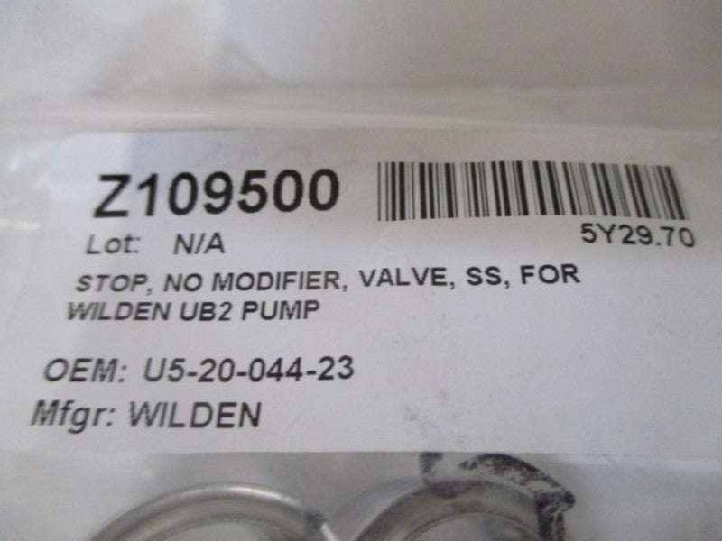 LOT OF 7 WILDEN U5-20-044-23 SS VALVE STOP NO MODIFIER FOR UB2  *NEW IN A BAG*