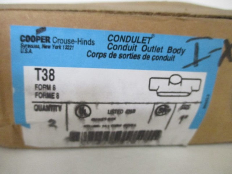 LOT OF 2 CROUSE-HINDS T-38 CONDUIT OUTLET BODY 1" *NEW IN BOX*