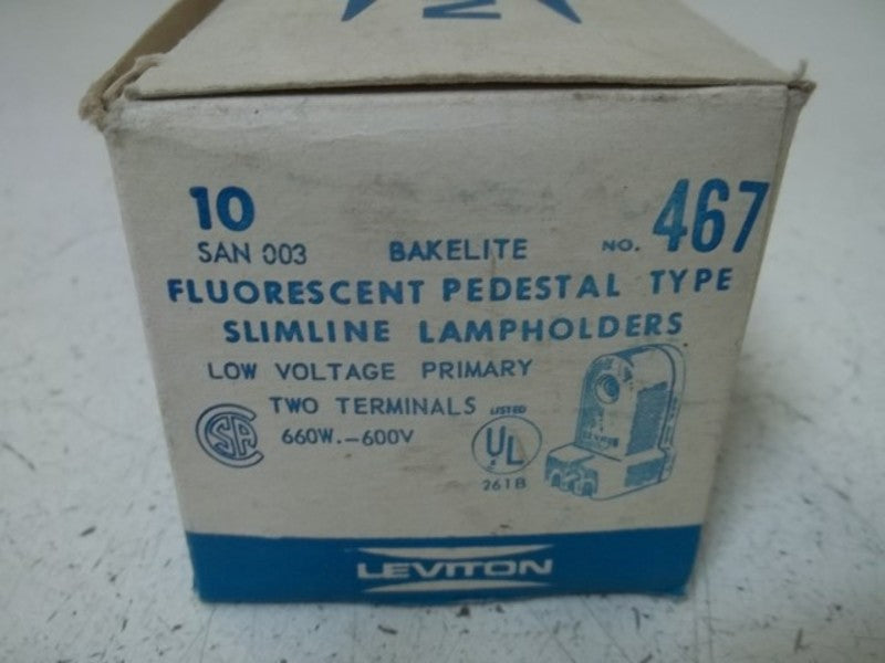 LOT OF 10 LEVITON 467 FLOURESCENT PEDESTAL LAMPHOLDER *NEW IN BOX*