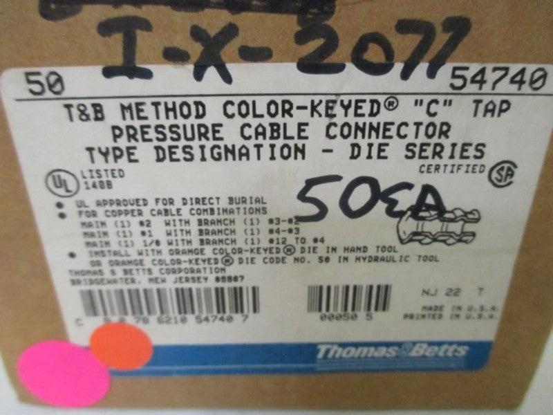 LOT OF 50 THOMAS & BETTS 54740 "C" TAP CABLE CONNECTOR *FACTORY SEALED*