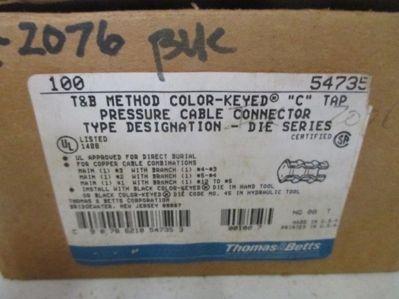 LOT OF 100 THOMAS & BETTS 54735 COMPRESSION TAP *NEW IN BOX*