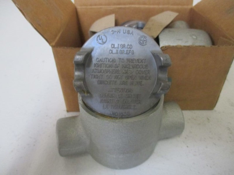 LOT OF 2 CROUSE-HINDS GUAC14 OUTLET BOX 1/2" W/O-RING GASKET *NEW IN BOX*