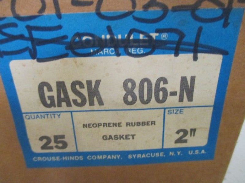 LOT OF 25 CROUSE-HINDS GASK 806-N GASKET FOR 2" CONDUIT BODY *NEW IN BOX*