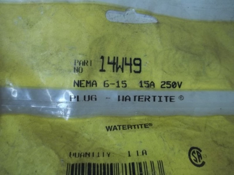 DANIEL WOODHEAD 14W49 PLUG-WATERTITE NEMA 6-15 15A 250V * NEW IN A FACTORY BAG *