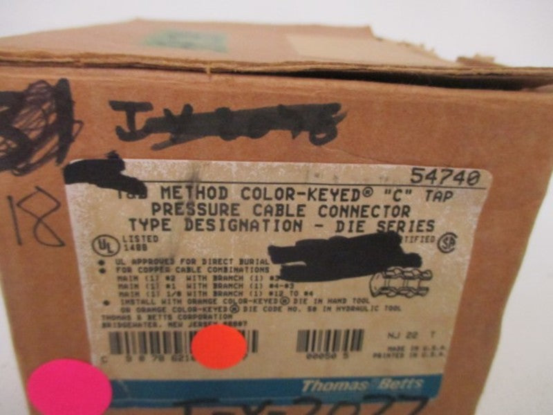 LOT OF 18 THOMAS & BETTS 54740 "C" TAP PRESSURE CABLE CVONNECTOR *NEW IN BOX*