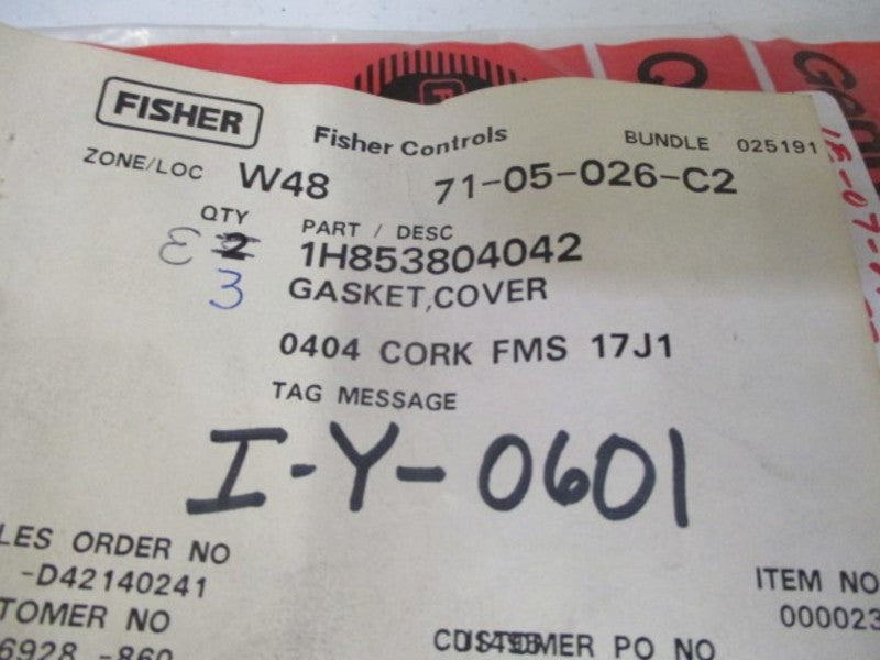LOT OF 3 FISHER 1H853804042 GASKET COVER *NEW NO BOX*