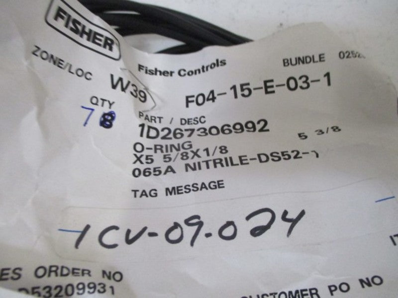 LOT OF 7 FISHER 1D267306992 O-RING *NEW NO BOX*