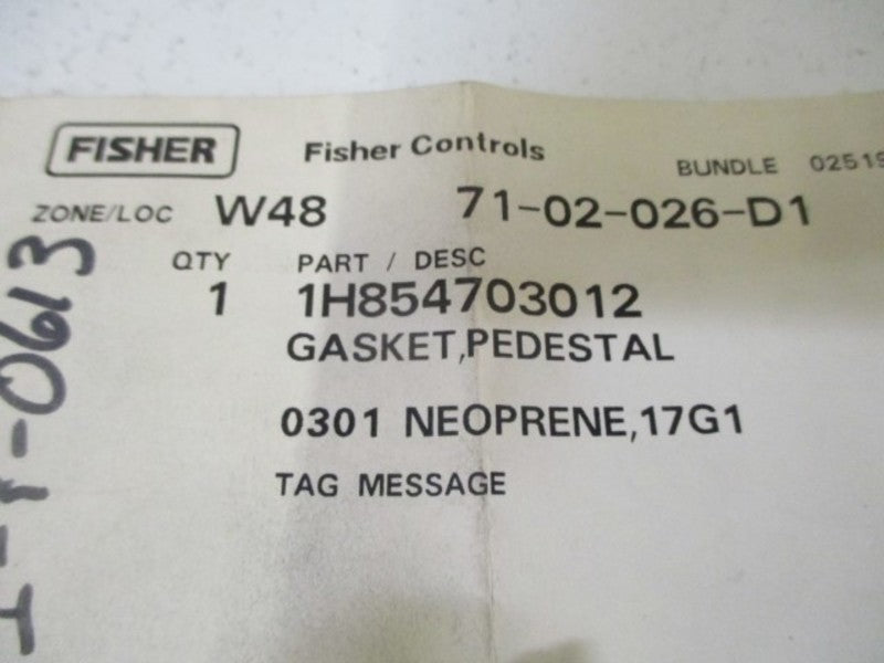 FISHER 1H854703012 GASKET PEDESTAL * NEW IN A BAG *