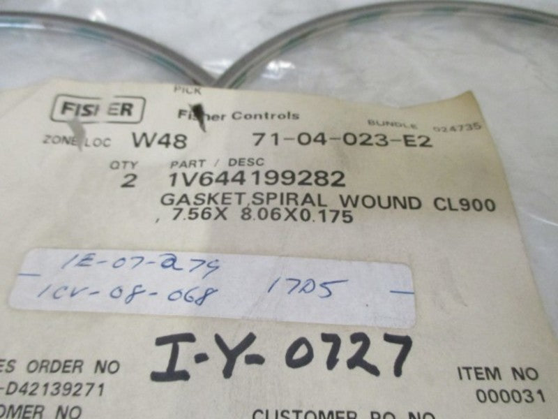 LOT OF 2 FISHER 1V644199282 GASKET SPIRAL WOUND CL900 *NEW NO BOX*