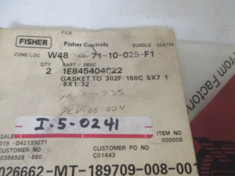 LOT OF 2 FISHER 1E845404022 GASKET TO 302F/150C *NEW IN A BAG*