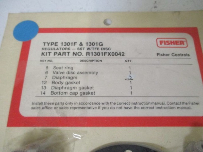 FISHER R1301FX0042 REGULATOR KIT SST W/TFE DISC * ORIGINAL PACKAGE *