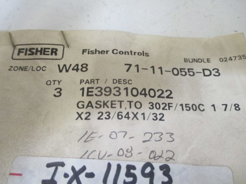 LOT OF 3 FISHER 1E393104022 REGULATOR GASKET *NEW IN A BAG*