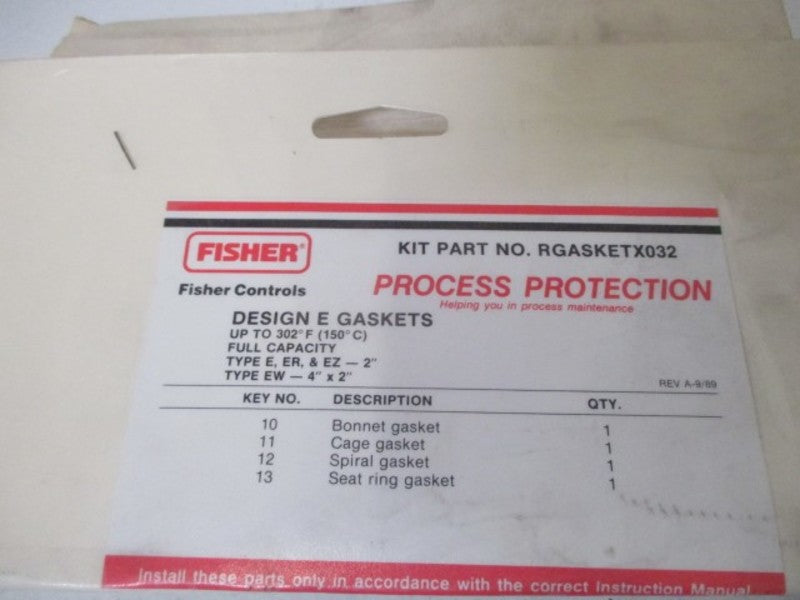 FISHER RGASKETX032 GASKET KIT DESIGN E * ORIGINAL PACKAGE *