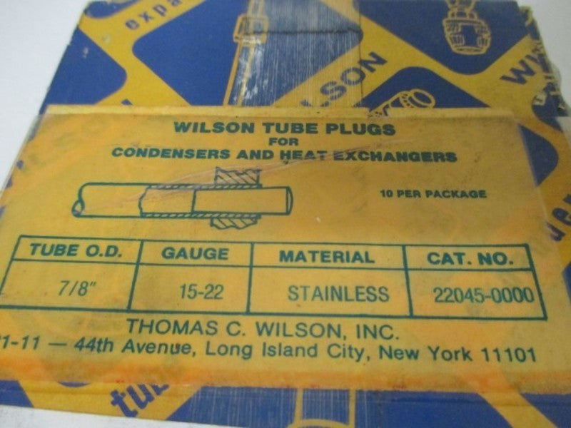 LOT OF 10 WILSON 22045-0000 TUBE PLUG SS 7/8" *NEW IN BOX*