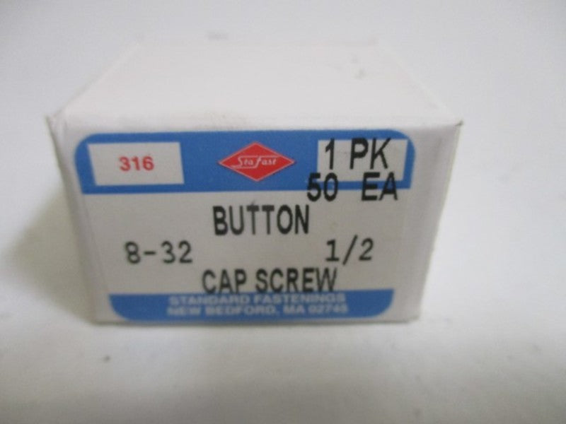 LOT OF 50 STANDARD 8-32 BUTTON CAP SCREW 1/2" *FACTORY SEALED*