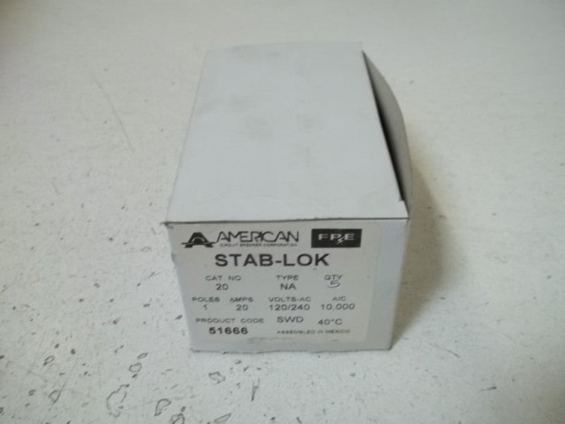 LOT OF 5 STA-LOK NA-20 CIRCUIT BREAKER *NEW IN BOX*