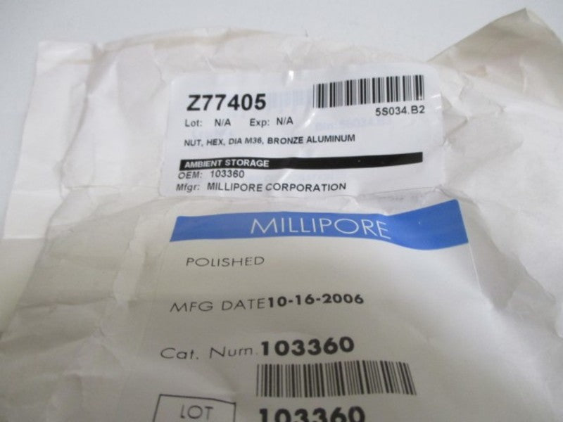MILLIPORE 103360 HEX NUT BRONZE ALUMINUM * FACTORY BAG *