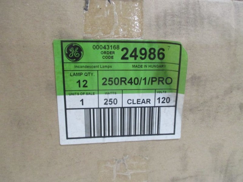 LOT OF 12 GENERAL ELECTRIC 250R40/1/PRO INFRARED CLEAR HEAT BULB *NEW IN BOX*