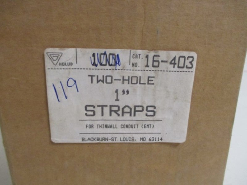 LOT OF 119 THOMAS & BETTS 16-403 TWO-HOLE 1" STRAPS *NEW IN BOX*