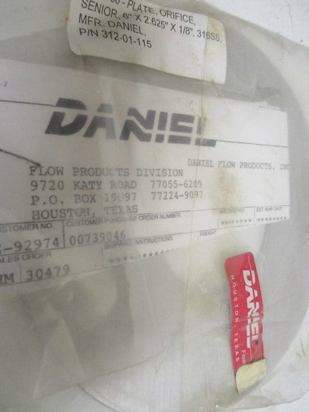 DANIEL  6" 316SS GASKET 2.6250 * NEW IN A BAG *