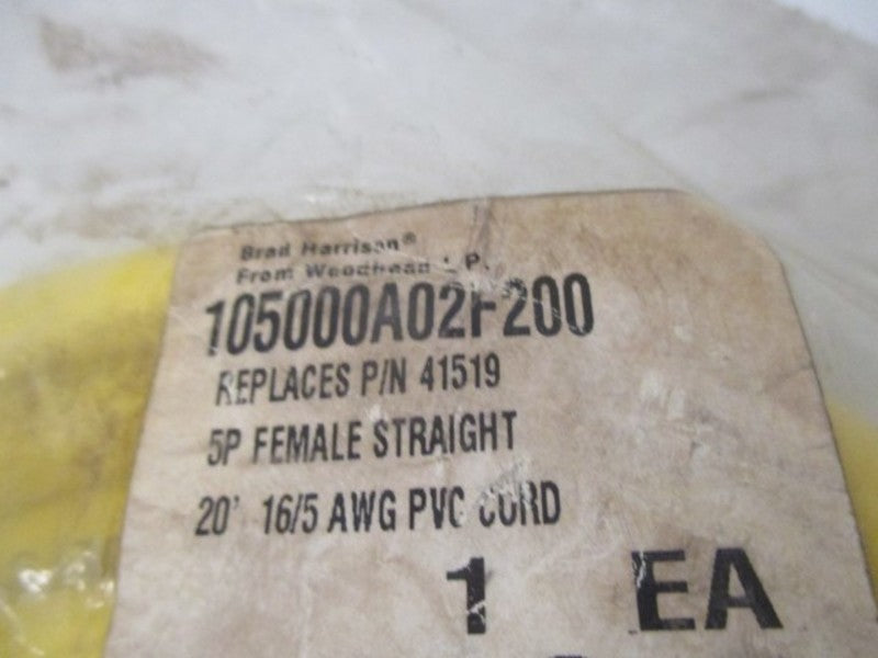BRAD HARRISON 105000A02F200 CABLE ASSEMBLY * NEW IN FACTORY BAG *