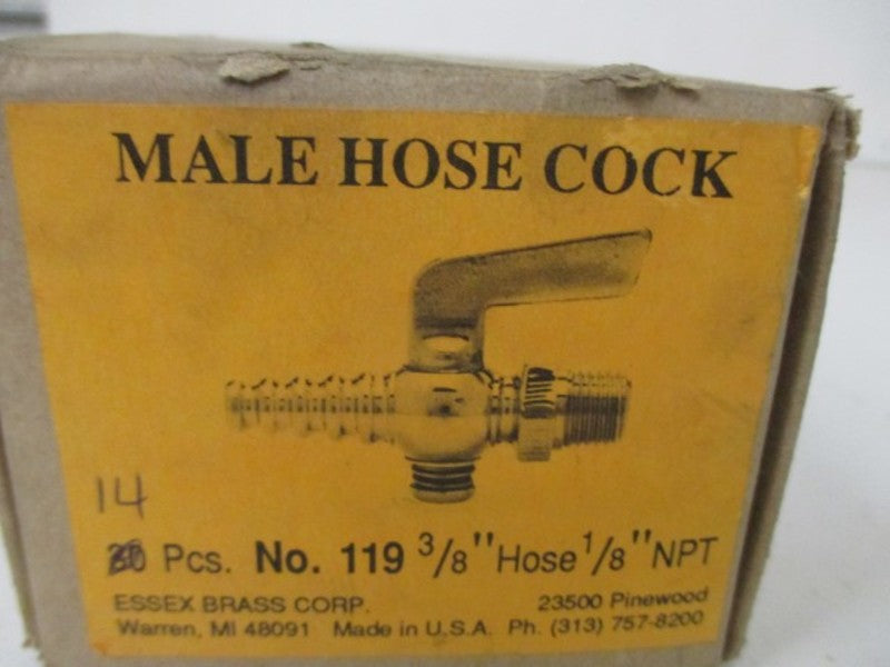 LOT OF 14 ESSEX 119 MALE HOSE COCK 3/8" 1/8" NPT *NEW IN BOX*