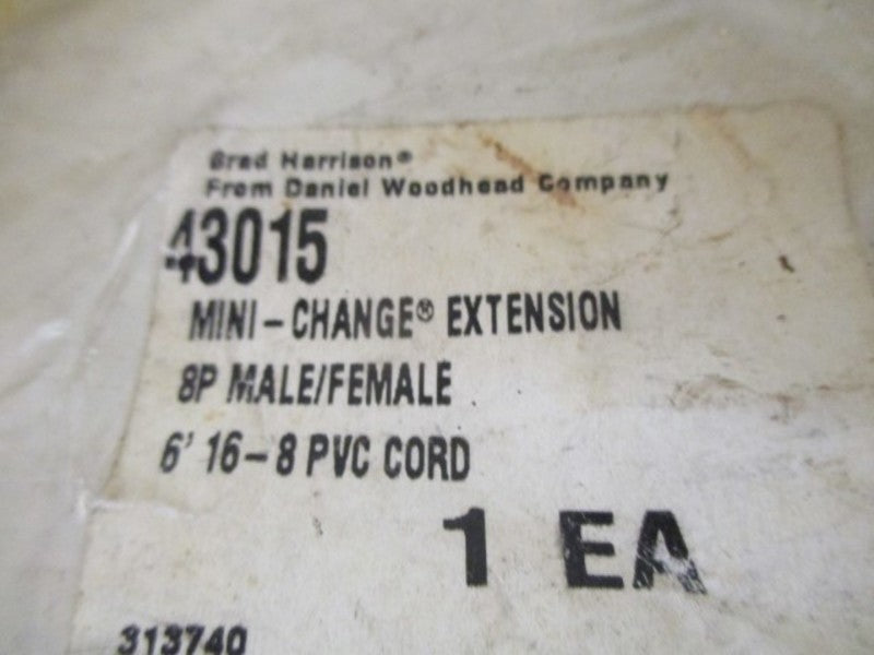 BRAD HARRISON 43015 CORDSET W/8PIN M-F CONNECTORS * NEW IN FACTORY BAG *