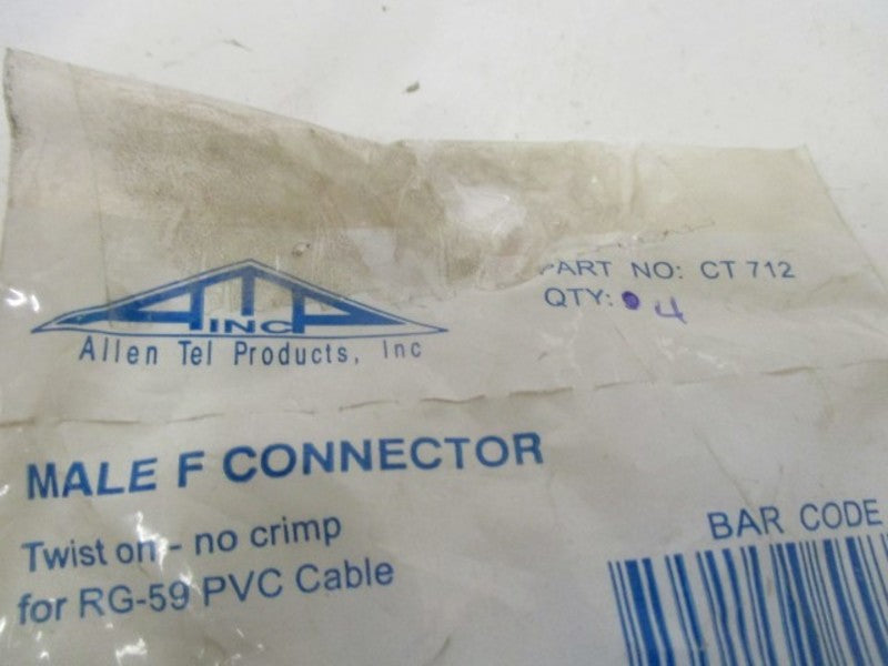 LOT OF 4 ALLEN TEL CT 712 MALE F CONNECTOR *NEW IN FACTORY BAG*