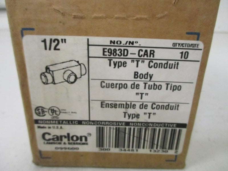 LOT OF 10 E983D-CAR TYPE T CONDUIT BODY *NEW IN BOX*