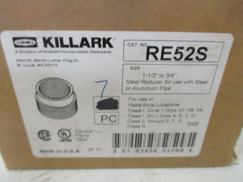 LOT OF 7 HUBBELL RE52S STEEL REDUCER 1-1/2" TO 3/4" *NEW IN BOX*