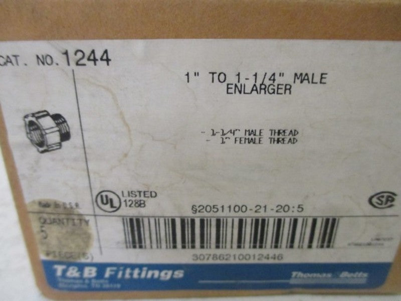 LOT OF 5 THOMAS & BETTS 1244 ENLARGER 1"-1-1/4" MALE *NEW IN BOX*