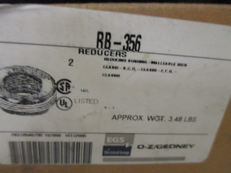 LOT OF 2 EGS RB-356 REDUCERS *NEW IN BOX*