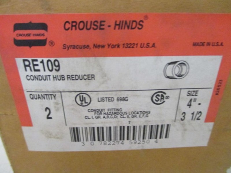LOT OF 2 CROUSE-HINDS RE109 CONDUIT HUB REDUCER *NEW IN BOX*