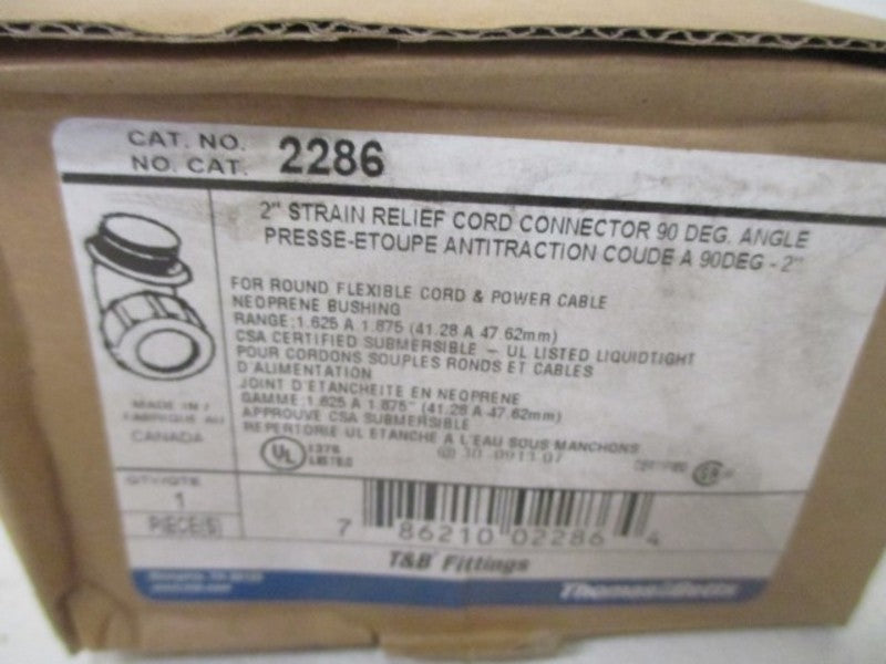 LOT OF 5 THOMAS & BETTS 2565 STRAIN RELIEF CORD 1-1/2" *NEW IN BOX*