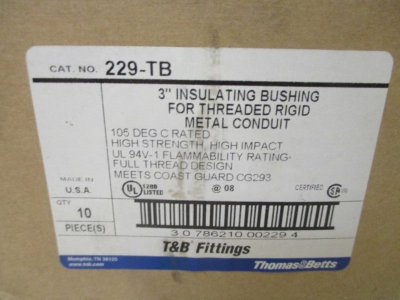 LOT OF 10 THOMAS & BETTS 229-TB 3" INSULATING BUSHING *NEW IN BOX*
