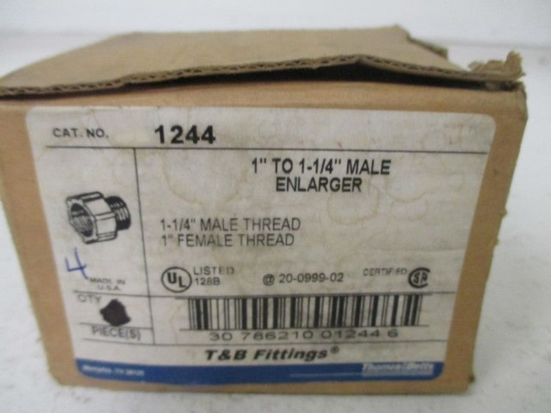 LOT OF 4 THOMAS & BETTS 1244 1" TO 1-1/4" MALE ENLARGER *NEW IN BOX*