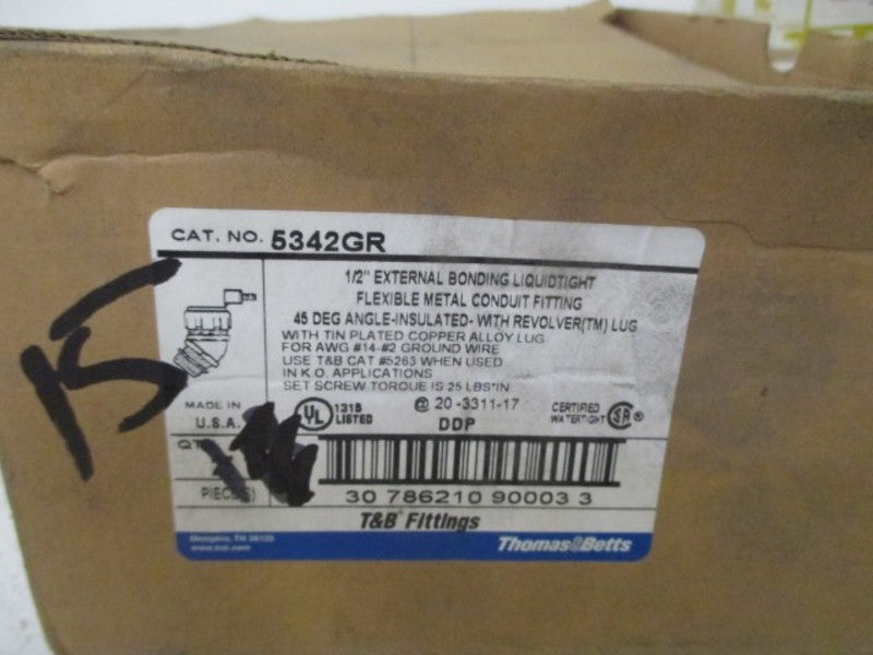 LOT OF 15 THOMAS & BETTS 5342GR 1/2" EXTERNAL BONDING LIQUIDTIGHT *NEW IN BOX*