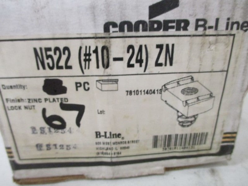 LOT OF 67 B-LINE N522(#10-24) ZN LOCKNUT AND SPRING *NEW IN BOX*