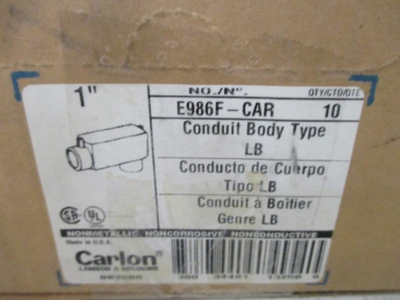 LOT OF 10 CARLON E986F-CAR CONDUIT BODY TYPE LB 1" *NEW IN BOX*