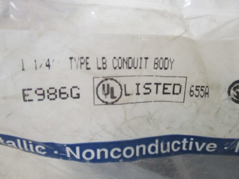 CARLON E986G TYPE LB CONDUIT BODY 1-1/4" * NEW IN FACTORY BAG *